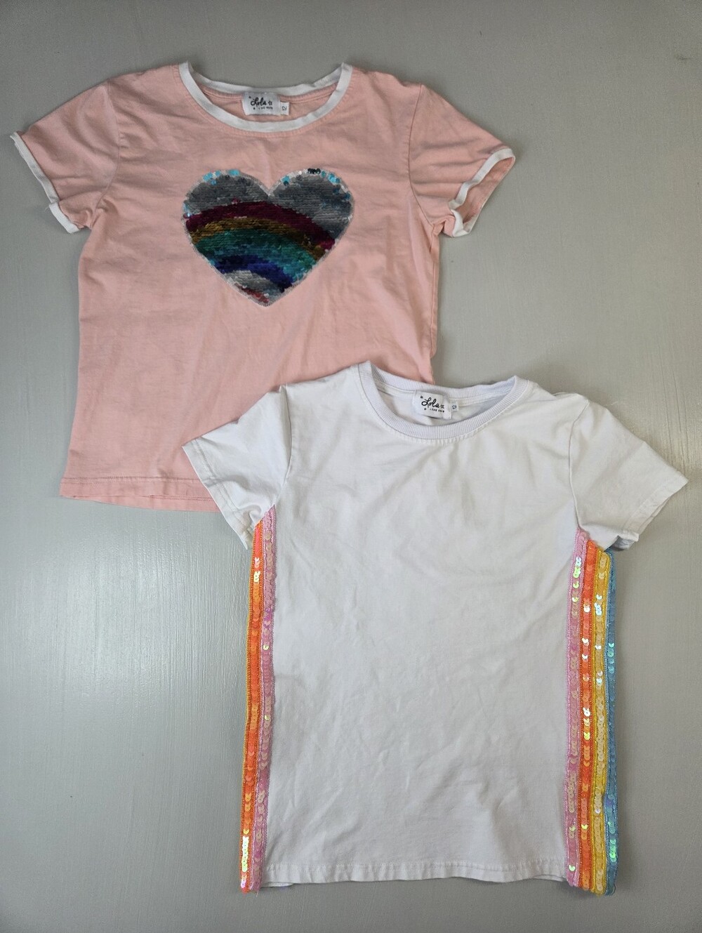 Lola + The Boys Sequin Rainbow Shirts Lot Of 2